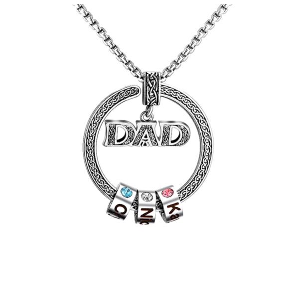 Personalized Kids Name Custom DAD Round Celtic Necklace