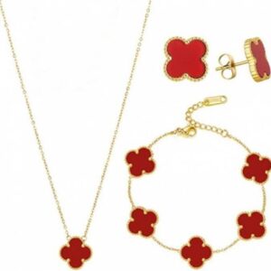 Red Four leaves jewelry set